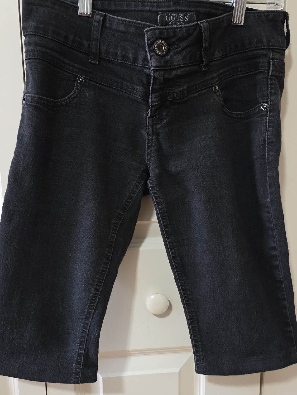 GUESS Women's Black Straight-Leg Shorts.